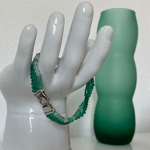 3 Strand Ombré Green Onyx/Sterling Bracelet
